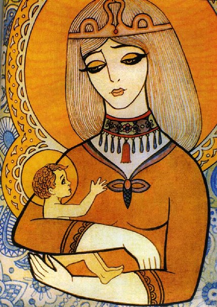 рисунок Саши Путря (10 лет). "Дева Мария"   